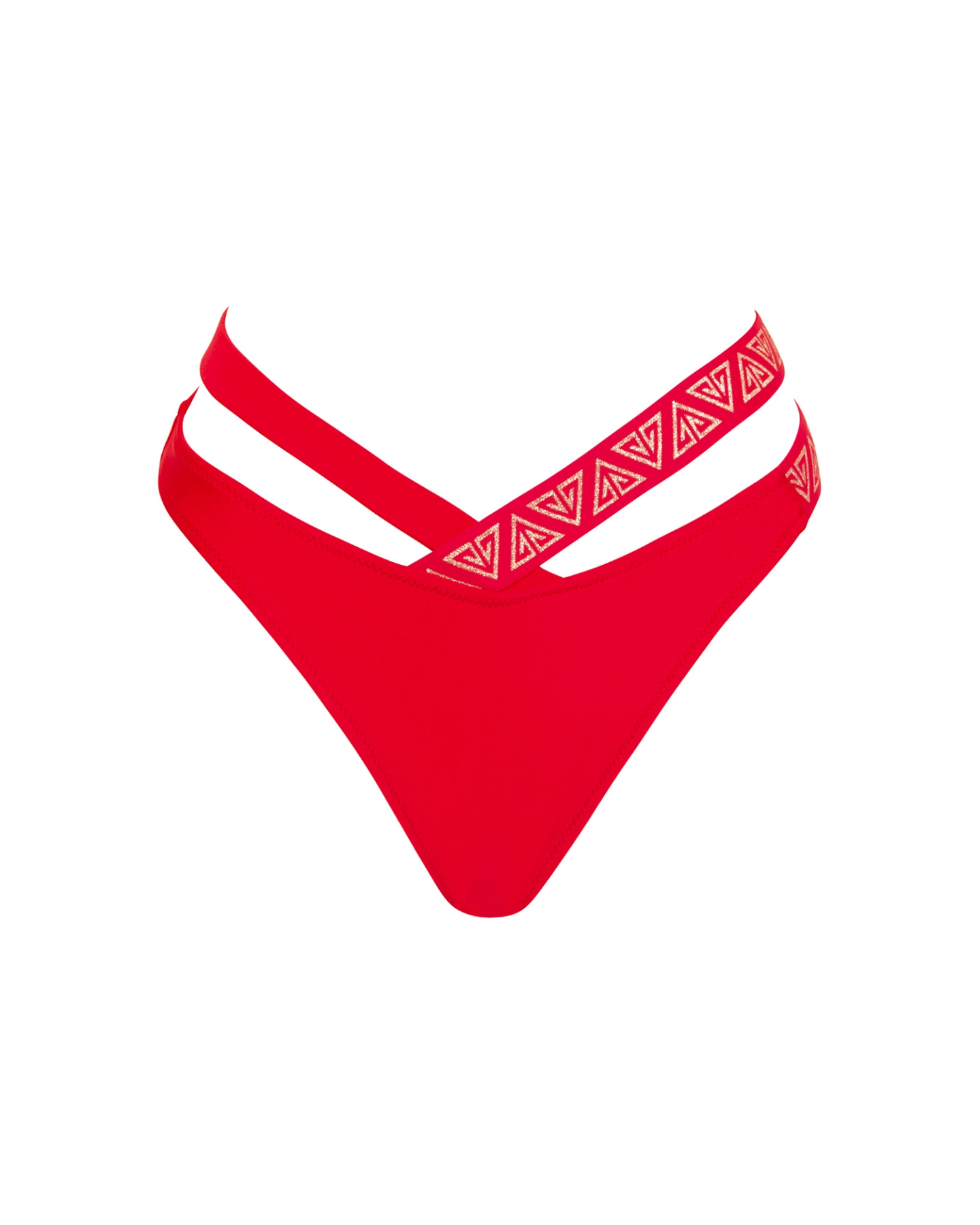 Red Thong Low Rise Bikini Bottom With Branded Strap XS Vivien Vance
